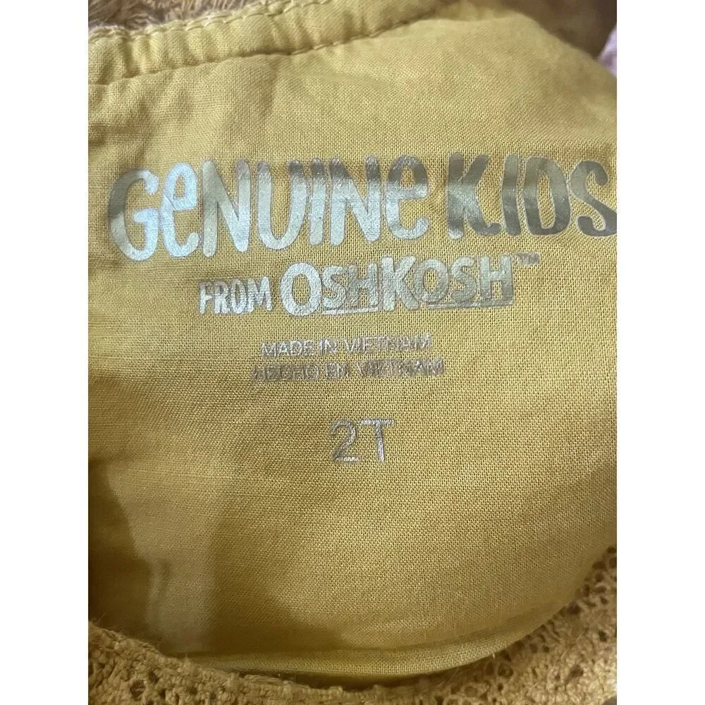 Genuine Kids OshKosh 2T Yellow Lace Sleeveless Top Lined Made in Vietnam